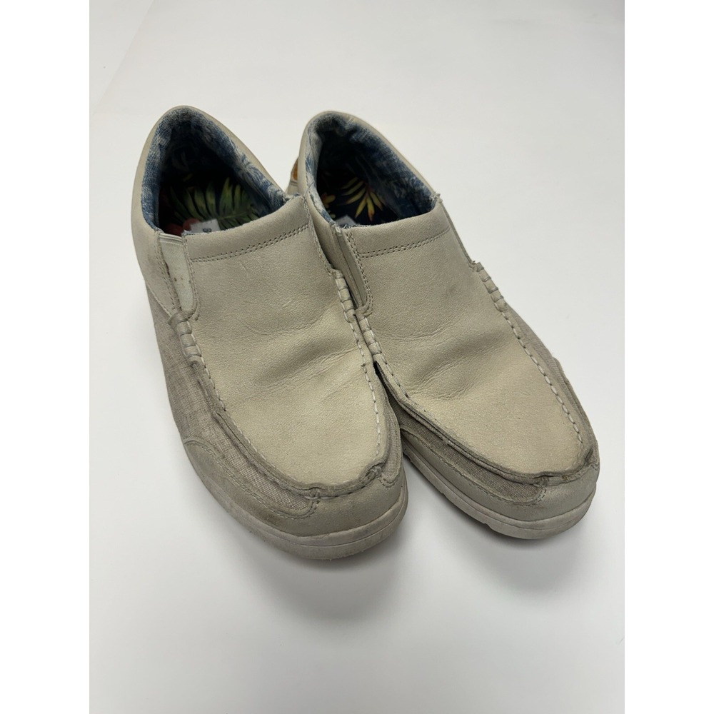 Tommy Bahama Costa Venetian Beige/Brown Canvas Loafers Slip On Shoes Mens 9.5 US